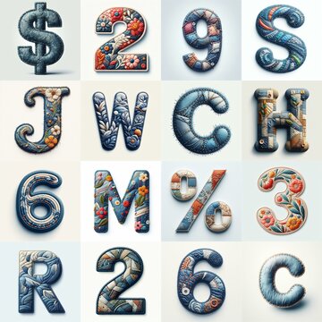 Fabric patches lettering. AI generated illustration