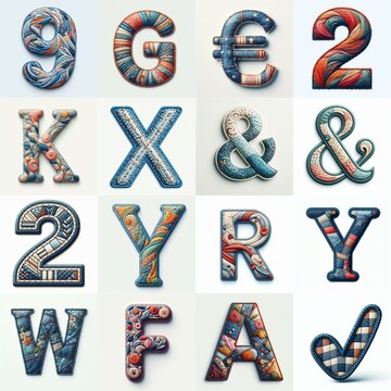 Fabric patches lettering. AI generated illustration