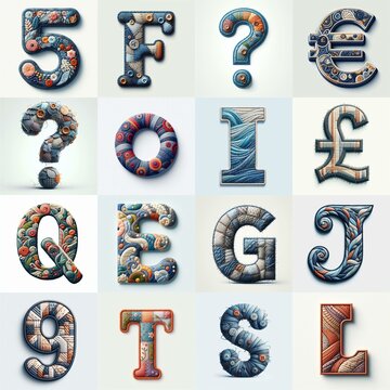 Fabric patches lettering. AI generated illustration