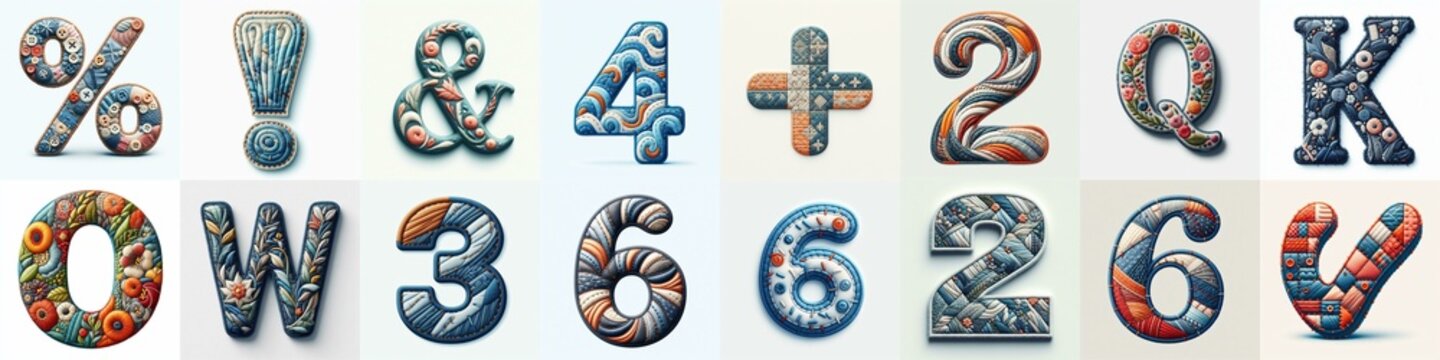 Fabric patches lettering. AI generated illustration