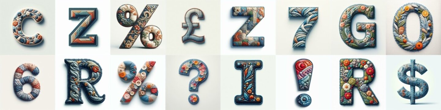 Fabric patches lettering. AI generated illustration