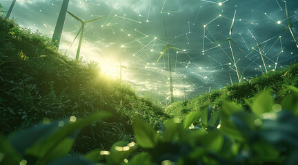Aufkleber - Digital future in the field of green energy. Generative AI.