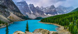 Beautiful turquoise waters of Moraine lake in Banff National Park, Alberta, Canada