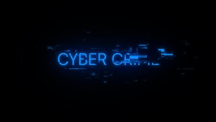 Aufkleber - Cyber crime text with screen effects of technological failures. Spectacular screen glitch with various kinds of interference. Looped