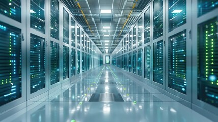 Leinwandbilder - Data center, sustainability, energy efficiency, renewable energy, infrastructure. Generative AI.