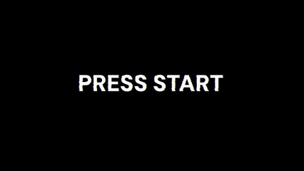Aufkleber - Press start text with screen effects of technological failures. Spectacular screen glitch with various kinds of interference. Looped