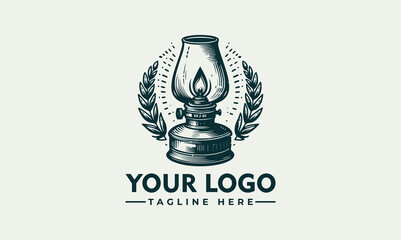 Wall Mural - Kerosene lamp vector logo Petroleum Lamp Logo Vector Old oil lamp Modern Vintage Logo contains gas lamp concept