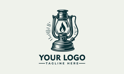 Wall Mural - Kerosene lamp vector logo Petroleum Lamp Logo Vector Old oil lamp Modern Vintage Logo contains gas lamp concept