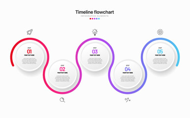 Poster - Timeline infographic design with options or steps. Infographics for business concept. Can be used for presentations workflow layout, banner, process, diagram, flow chart, info graph, annual report.