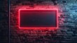 Neon sign on brick wall at night. Inscription blank space