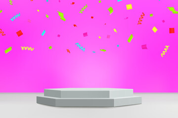 Fototapete - Multicolor confetti celebration podium design