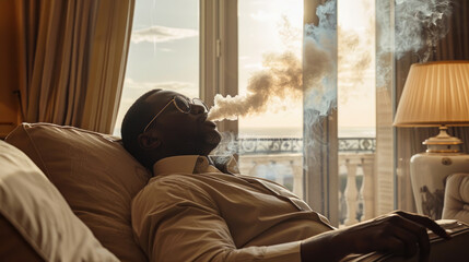 Famous rap singer smoking marijuana in his apartment