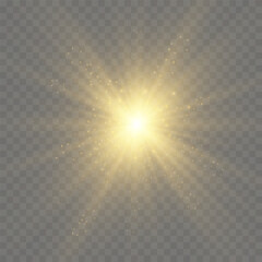Poster - Shine glowing stars. Golden vector lights and sparks isolated. Vector illustration