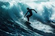 © MK studio - Surfers surfing. surfer catches a big wave in the ocean