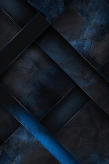Wall Mural - Abstract geometric black gray 3d texture wall with squares and square cubes background banner illustration with blue glowing lights, textured wallpaper.