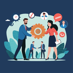 illustration teamwork in backend