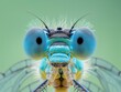 Up-close detailed view of a dragonfly's head, showcasing its compound eyes.