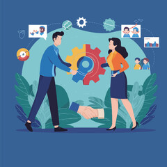 illustration teamwork in backend