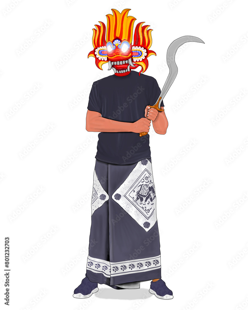 Huniyam A man wearing a Sri Lankan traditional Devil Mask. (Yaka mask ...