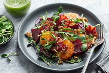 Canvas Print - Red blood orange,  beetroot and walnut salad,