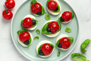 Wall Mural - tomato, mozzarella cheese and basil appetizers