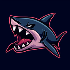 Canvas Print - Angry shark mascot vector illustration