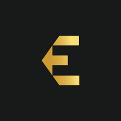 Wall Mural - Letter E logo design vector with creative illustration and golden gradient concept