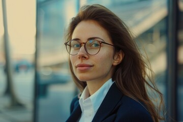 Travel Portrait: Confident Business Woman in Suit Meeting Outdoors, Happy and Confident