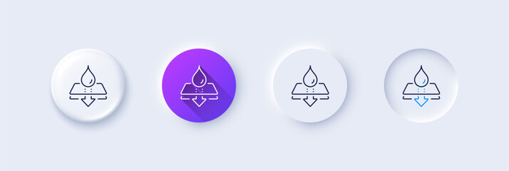 Poster - water resistant line icon. neumorphic, purple gradient, 3d pin buttons. waterproof sign. drop protec