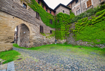 Wall Mural - Old village view of Monferrato region (Italy, Piedmont Region) near Casale Monferrato. This area is world famous for its valuable red wines (like Barolo and Barbaresco) and is UNESCO site since 2014.