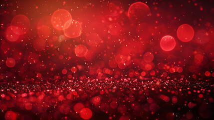 Ruby Red Glitter Defocused Abstract Twinkly Lights Background, shimmering blurred lights with deep red hues.