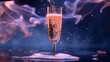 Champagne being poured into a glass capturing the bubbles and fizz . Concept Luxury, Celebrations, Drink Photography, Sparkling Wine, Refreshing Beverages