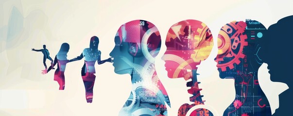 Poster - Human and robot collaboration in a futuristic design, emphasizing technology and creativity