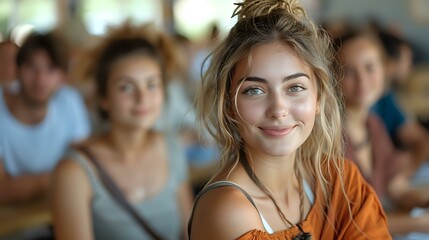 Energetic and serene young woman in candid event composition