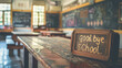 © Irina B - Greeting cards backgrounds with space for text on a school theme. Teacher's Day. Goodbye, school. Beginning and end of the school year. Blurred background