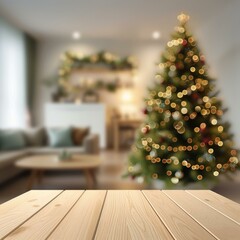 Wall Mural - abstract blurred christmas tree background