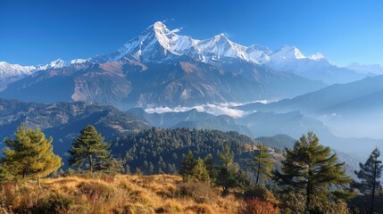 Wall Mural - A beautiful landscape of the Annapurna mountain range in Nepal