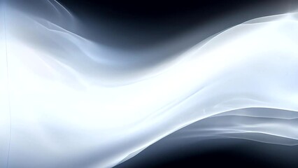 Wall Mural - dynamic white abstract wave motion on black background. seamless motion of white smoke on black back
