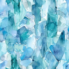 Poster - Aquamarine shards and water droplets, tranquil boho watercolor, seamless pattern, serene blues and aquas, calming flow. -Seamless Pattern, Fabric Pattern, Tumbler Wrap, Mug Wrap.