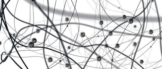 Poster - Multi color connected lines and dots network 3d illustration