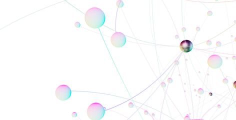 Poster - Gene lines and nodes, biological gene structure, 3d rendering.