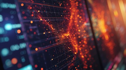 Aufkleber - close-up of a computer screen displaying real-time data from a radio telescope, capturing signals fr