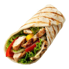 Wall Mural - Grilled chicken wrap isolated on transparent background