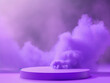 Smoke purple product podium with smoky background