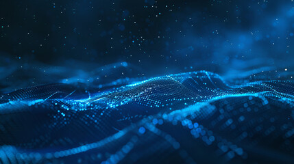 Poster - Abstract technology background. Artificial intelligence. Science background. Big data visualization,Abstract technology wave of particles. Big data visualization. Dark background with motion dots. 
