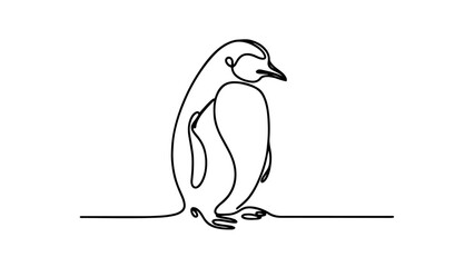 Single line drawing of a penguin 