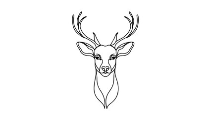 Wall Mural - A realistic deer head depicted in a one continuous line drawing style