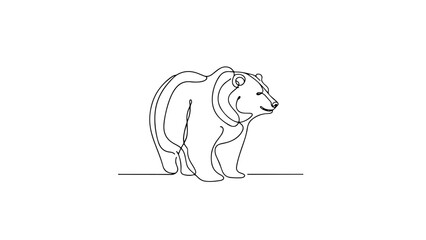 Wall Mural - continuous line drawing of a bear