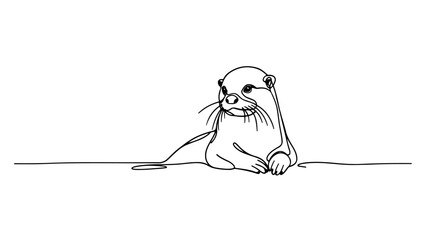 Wall Mural - continuous line drawing of a realistic otter