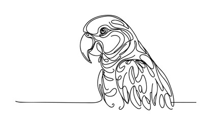 Wall Mural - minimalist line drawing of a realistic parrot